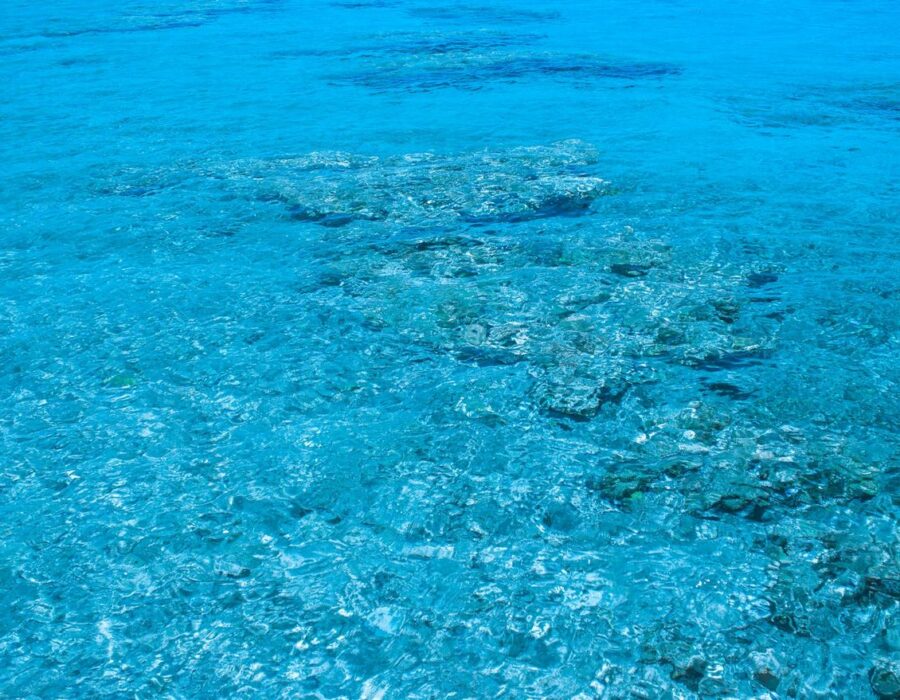 Agua cristalina sobre un arrecife de coral